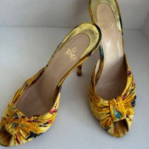 Fendi Yellow Cloth Heels